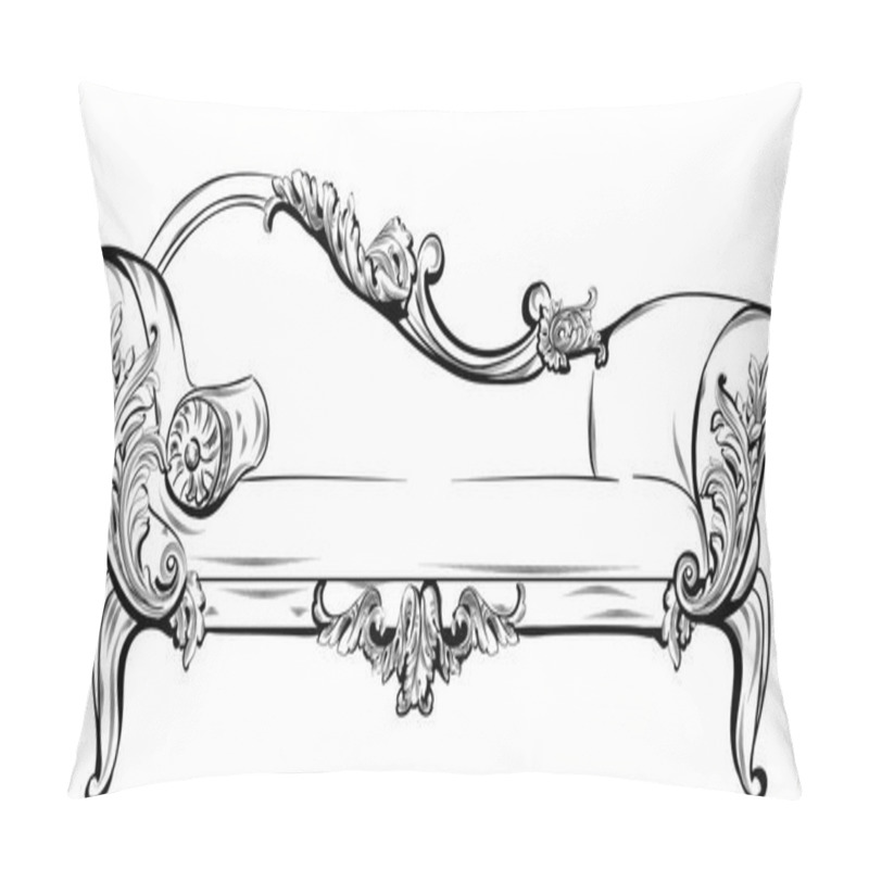 Personality  Sofa Or Bench With Rich Baroque Ornaments Elements Vector. Royal Imperial Victorian Styles Pillow Covers