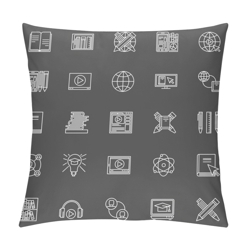 Personality  Internet Education Icons Set Pillow Covers