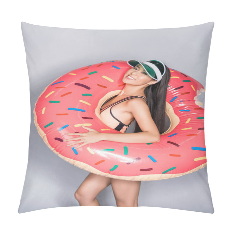 Personality  Woman In Swimsuit Wearing Pool Float Pillow Covers