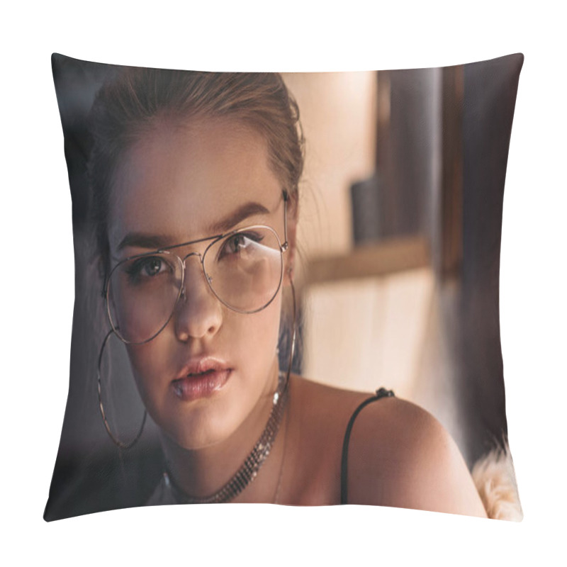 Personality  Fashionable Young Woman In Fur Coat Pillow Covers