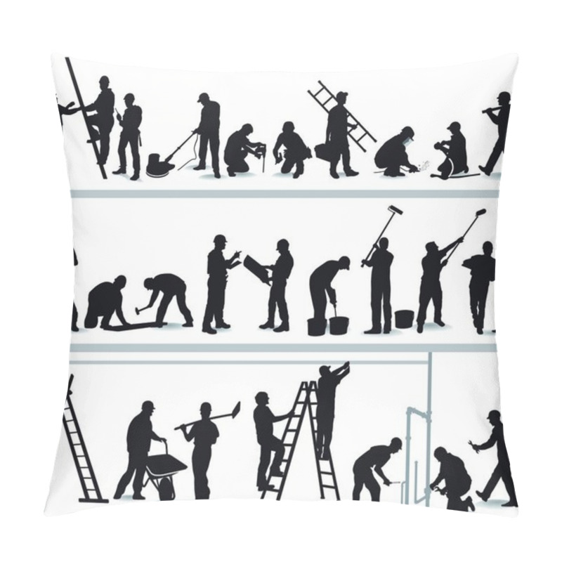 Personality  Construction Site With Craftsmen At Work Pillow Covers