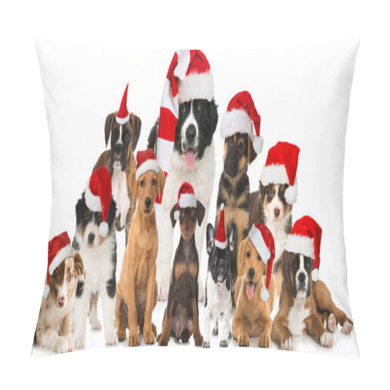 Personality  Christmas Puppies On Background, Close Up Pillow Covers