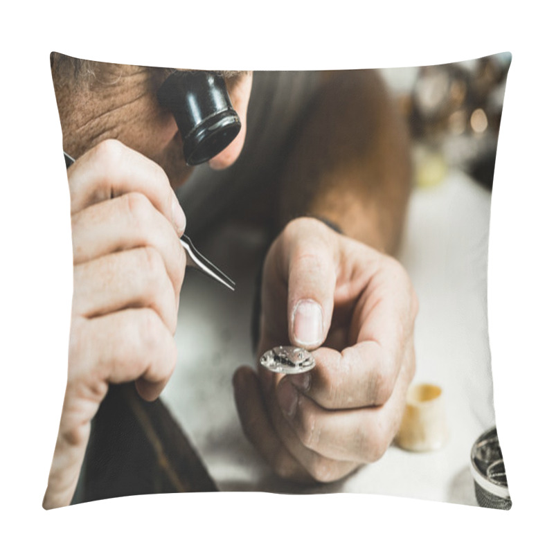 Personality  Clockmaker Repairing  Watch. Pillow Covers