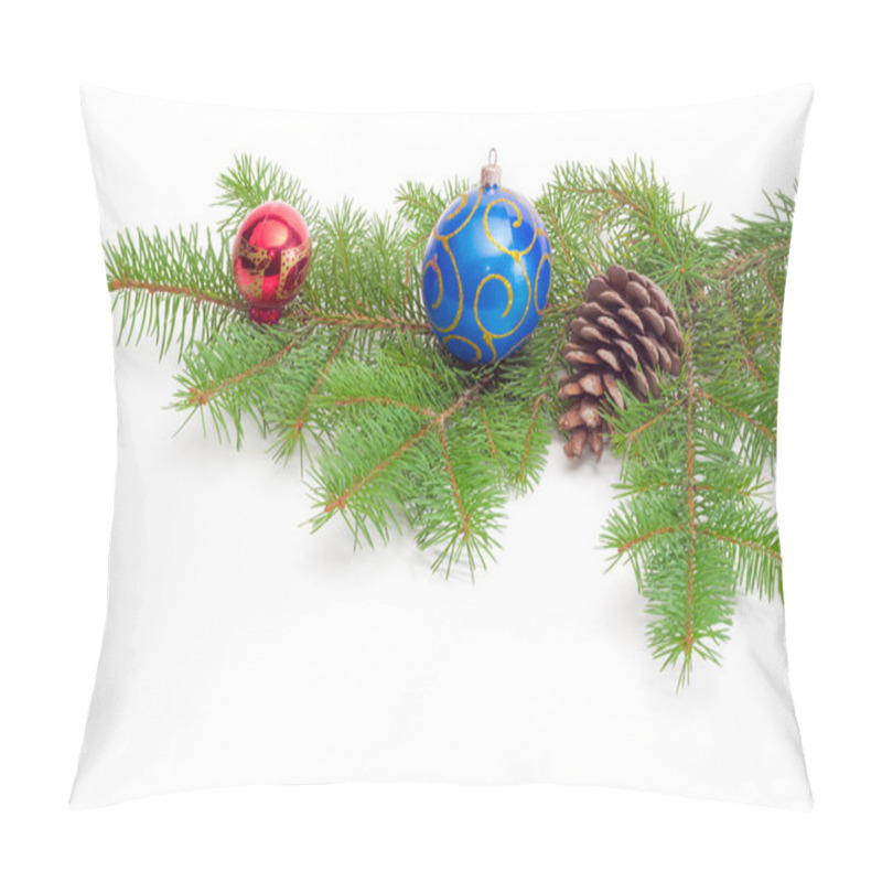 Personality  Branch Of A Fir Tree And Christmas Ornaments Pillow Covers