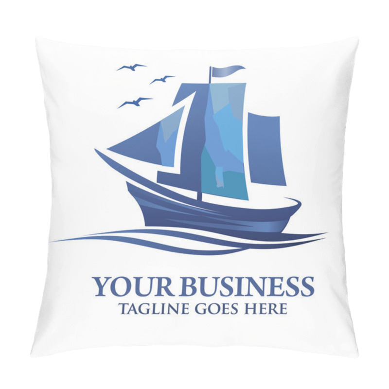 Personality  Sailing Boat Logo Vector Pillow Covers