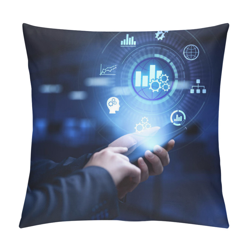 Personality  Business Analytics Big Data Analysis Technology Concept On VR Screen Pillow Covers