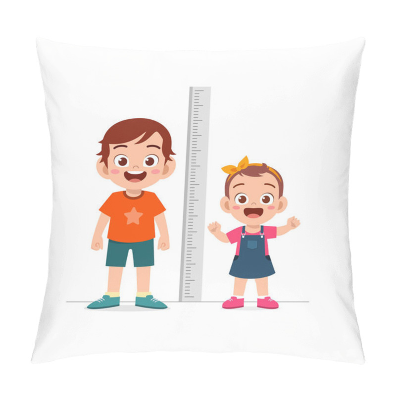 Personality  Boy And Girl Measure Height And Compare Grow Progress Pillow Covers