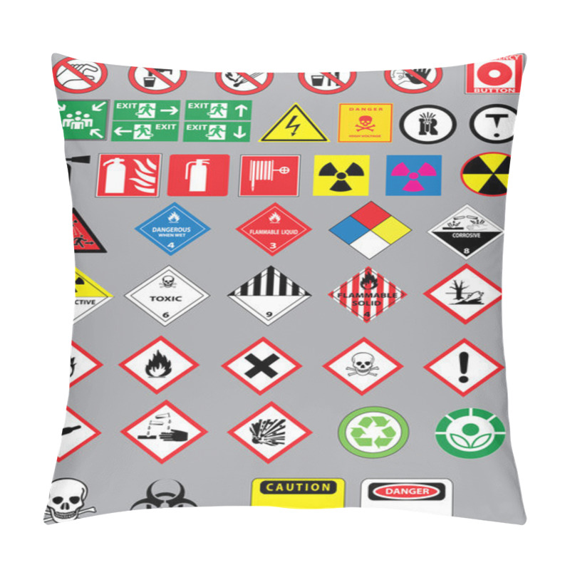 Personality  Warning And Safety Signs Vector Set Pillow Covers