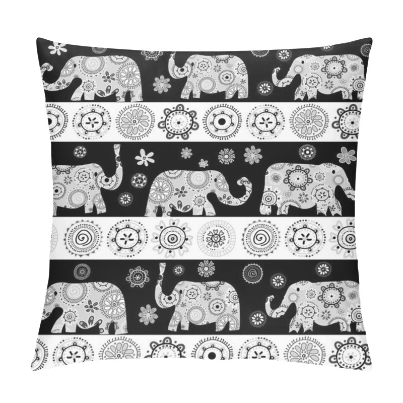 Personality  Ethnic Floral Patterned Elephants Background Pillow Covers