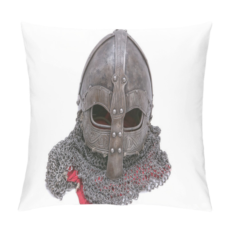 Personality  Viking Helmet On A White Background Pillow Covers