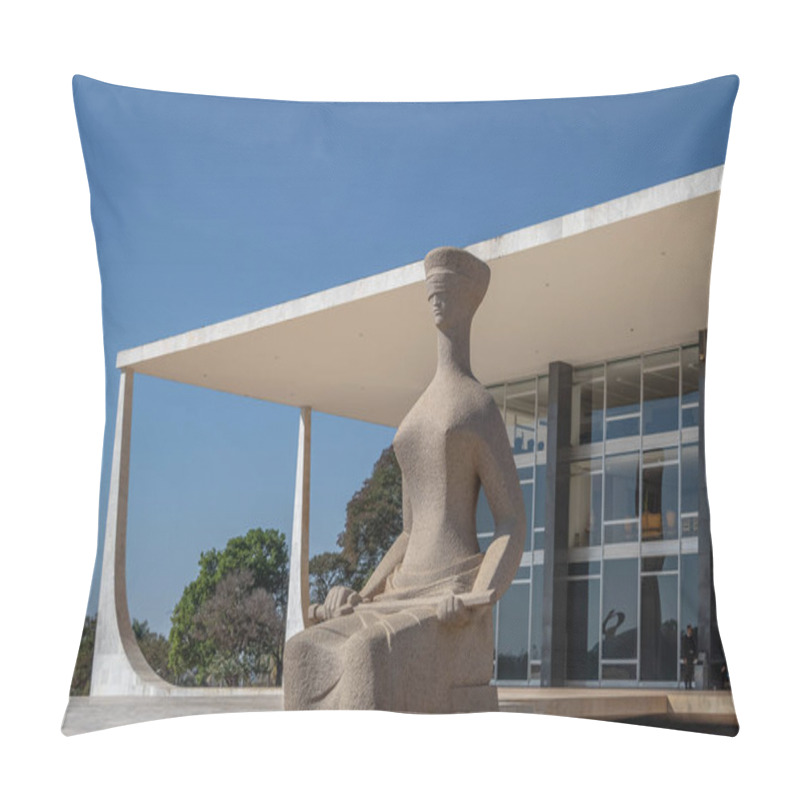 Personality  Brasilia, Brasil - Aug 26, 2018: The Justice Sculpture In Front Of Brazil Supreme Court (Supremo Tribunal Federal - STF) - Brasilia, Distrito Federal, Brazil Pillow Covers