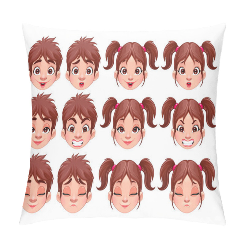 Personality  Different Expressions Of Boy And Girl Pillow Covers