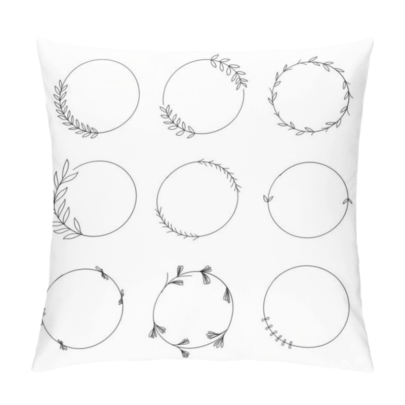 Personality  Vector Illustration. A Versatile Set Of Minimal Circular Frames With Botanical Embellishments. Perfect For DIY Designs Or Branding. Pillow Covers