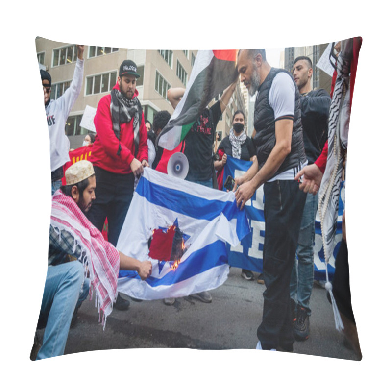 Personality  NEW YORK, UNITED STATES - May 15, 2021: Pro-Palestine, Anti-Israel Protesters Hold A Rally In New York City During Fighting Between Israel And Hamas In The Gaza Strip Pillow Covers