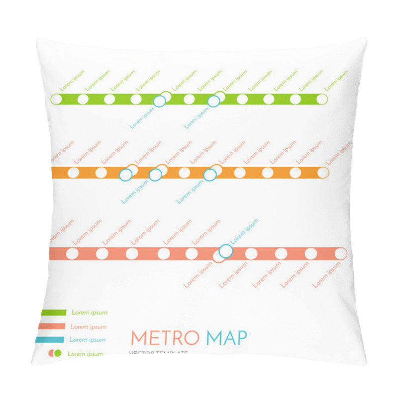 Personality  Metro Or Subway Map Design Template. City Transportation Scheme Concept. Vector Illustration Pillow Covers