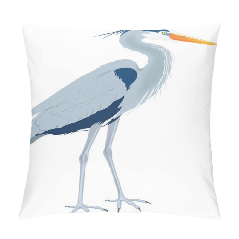 Personality  Great Blue Heron Stand Bird Vector Illustration Transparent Background Pillow Covers