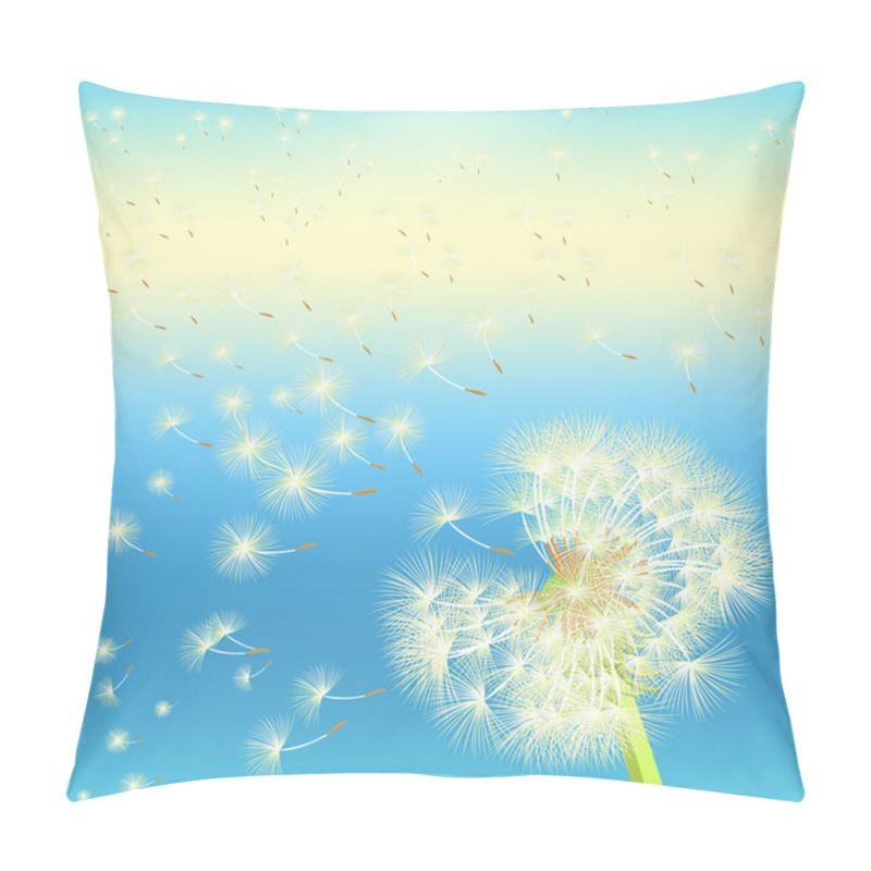 Personality  Background Dandelion In The Wind Flying At Sunset. Vector Illust Pillow Covers