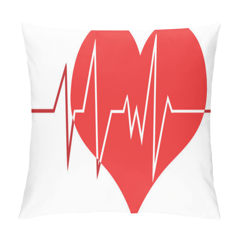 Personality  Ecg Graph On Red Heart Pillow Covers