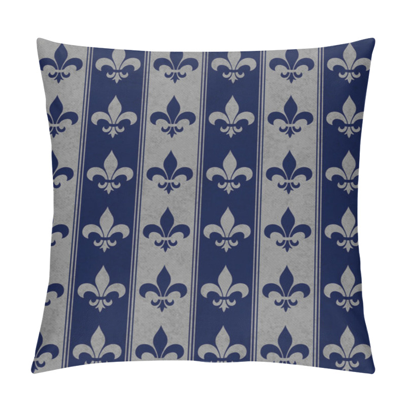 Personality  Navy Blue And Gray Fleur De Lis Textured Fabric Background Pillow Covers