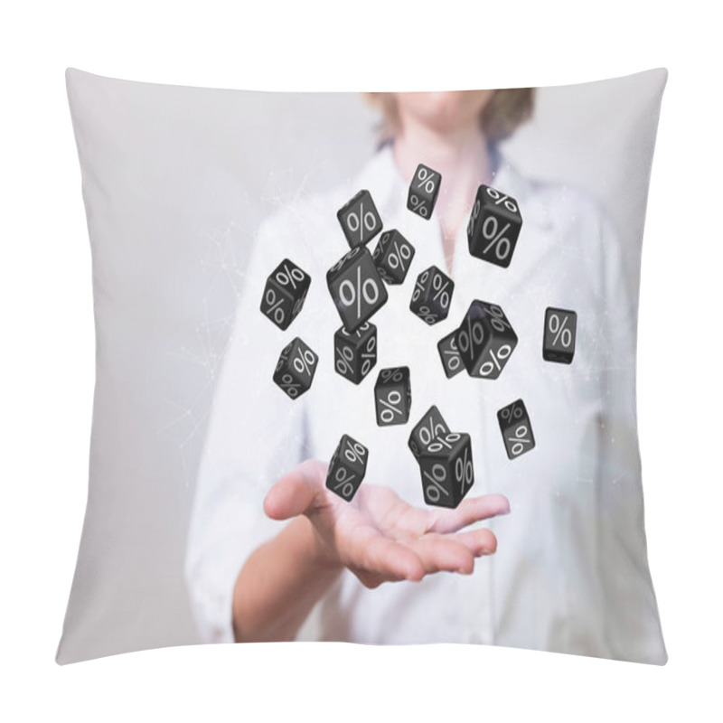 Personality  Woman With Black Discount Cubes Over The Hand.  Pillow Covers