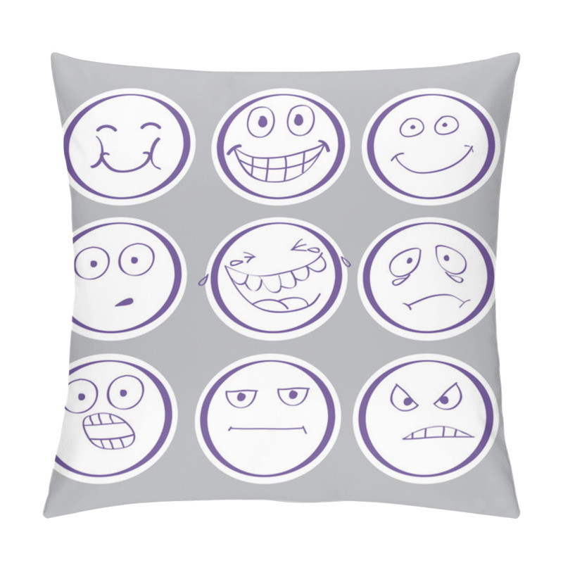 Personality  Emotions Hand-drawn Avatars. Vector. Pillow Covers