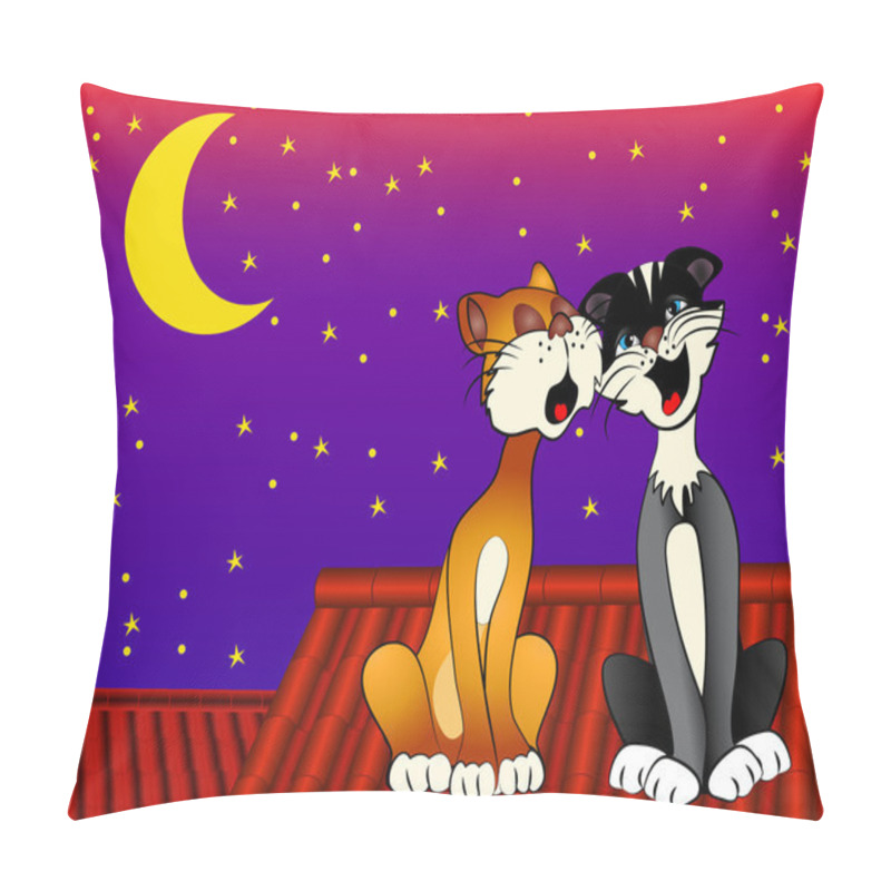 Personality  Cat And Cat Sing On Roof Pillow Covers