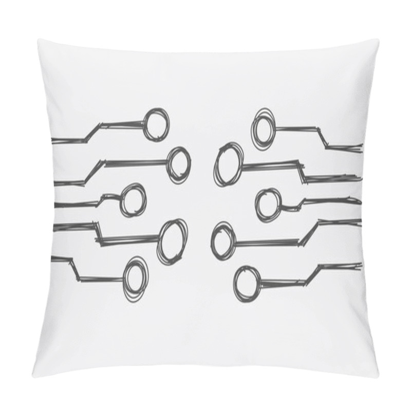 Personality  Hand Drawn Circuit Board Icon. Doodle Scetch Technology Scheme Symbol Flat Vector Illustration On White Background. Pillow Covers