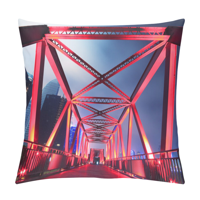 Personality  Steel Structure Bridge Close-up At Night Landscape Pillow Covers