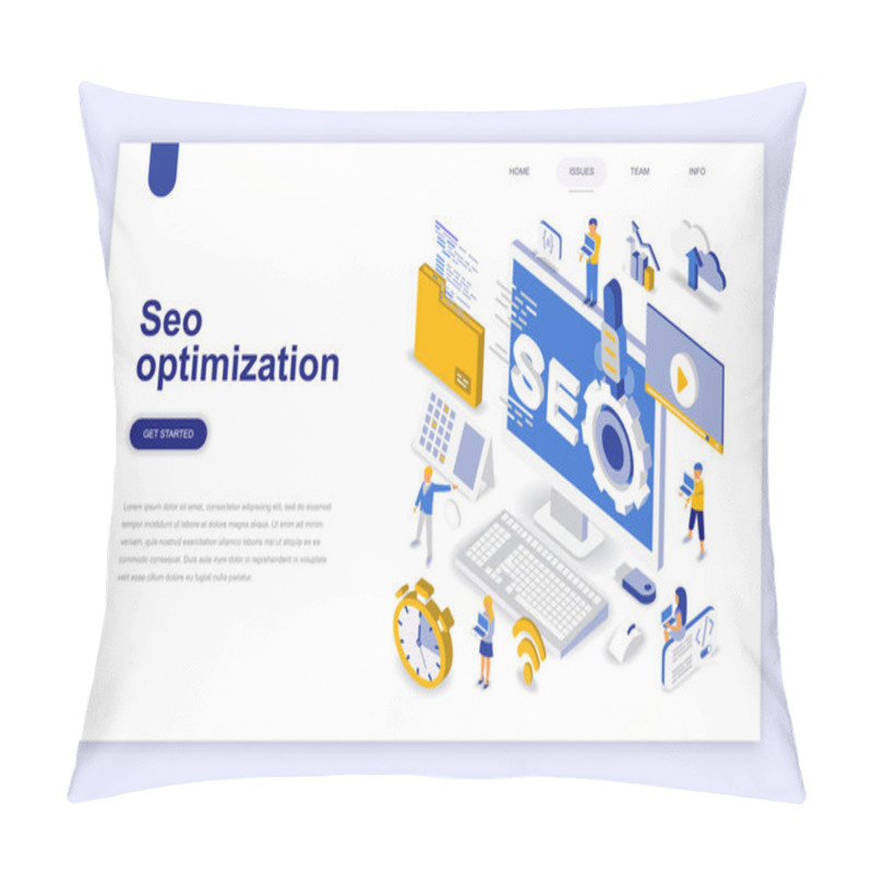 Personality  Seo Optimization Modern Flat Design Isometric Concept. Search Engine And People Concept. Landing Page Template. Conceptual Isometric Vector Illustration For Web And Graphic Design. Pillow Covers