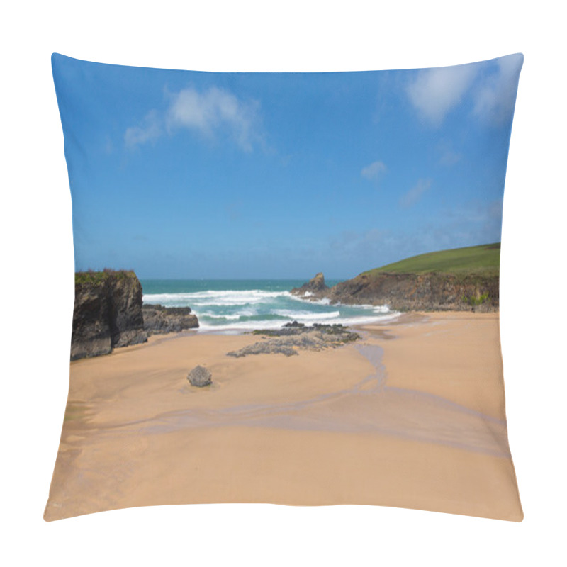 Personality  Trevone Bay North Cornwall England UK Near Padstow And Newquay And On The South West Coast Path In Spring With Blue Sky And Sea Pillow Covers