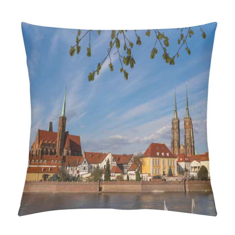 Personality  View Of Ancient Cathedral Of St John Baptist In Wroclaw Pillow Covers