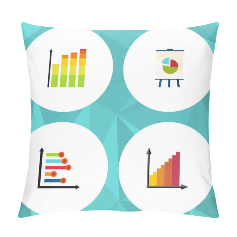 Personality  Flat Icon Chart Set Of Infographic, Statistic, Easel And Other Vector Objects. Also Includes Pie, Easel, Diagram Elements. Pillow Covers