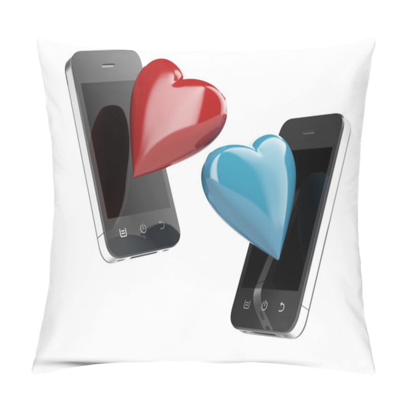 Personality  Two Smartphones With Love Hearts Pillow Covers