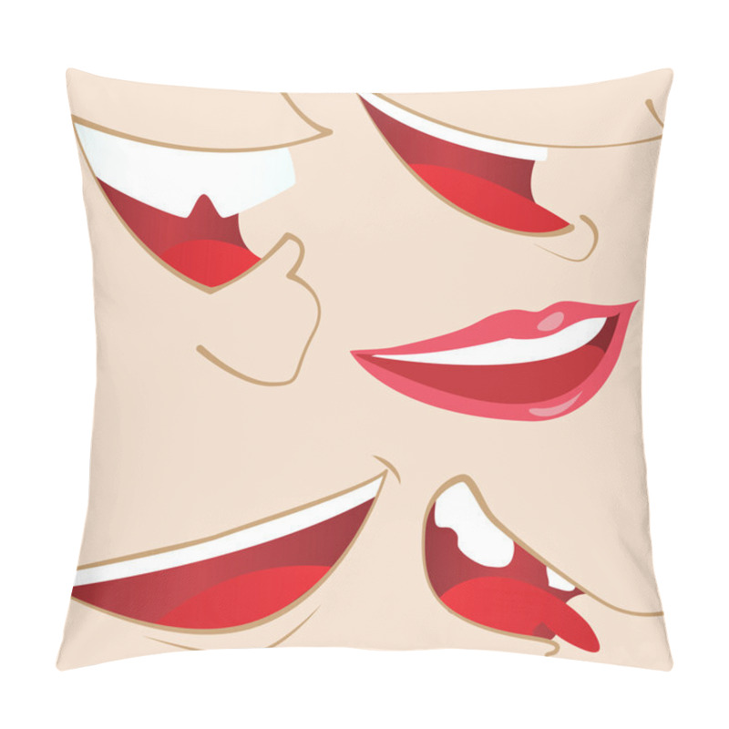 Personality  Set Of 5 Cartoon Mouths. Pillow Covers