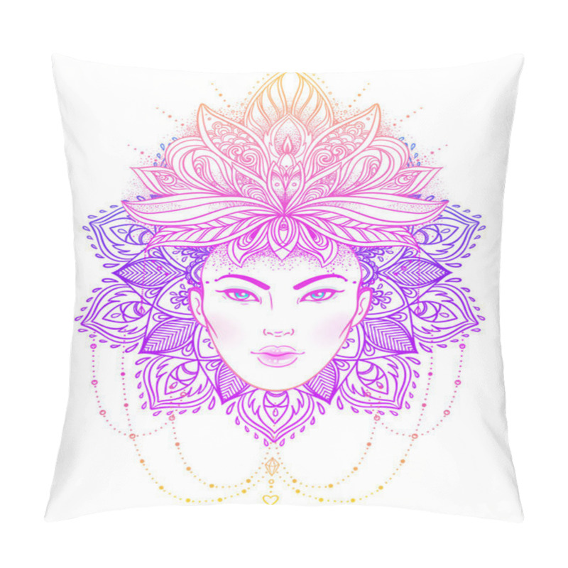 Personality  Tribal Fusion Boho Diva. Beautiful Asian Divine Girl With Ornate Pillow Covers