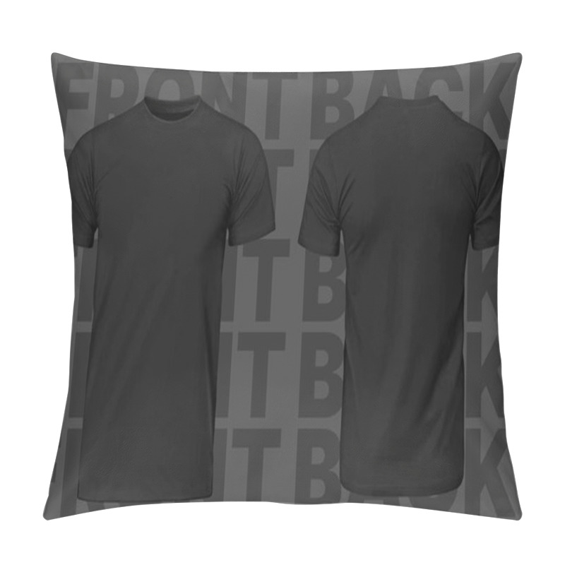 Personality  Tshirt Black Men, Template Shirt Front Back Isolated Blank Male Mockup, Textile Realistic Clothes With Colorful Background. Vector Illustration Pillow Covers