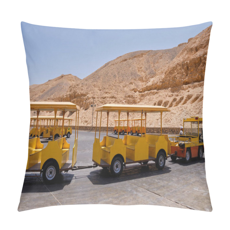 Personality  Tuf-tuf (little Electrical Train Car) Which Ferries Tourists To The Pharaoh Tombs In The Valley Of The Kings In Luxor, Egypt Pillow Covers