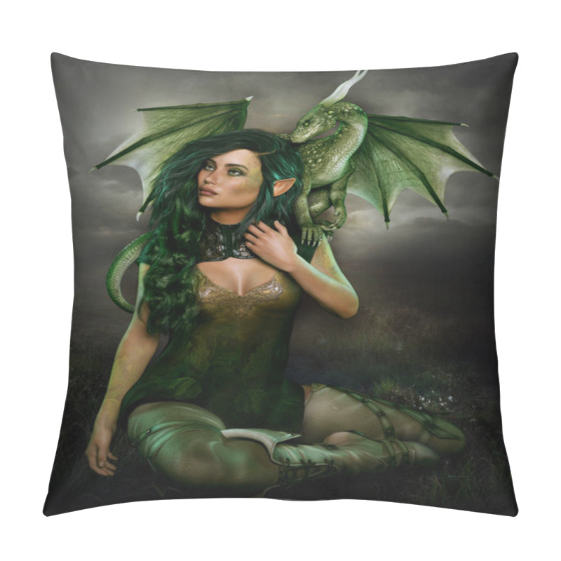 Personality  Wood Elf With Dragon Pillow Covers