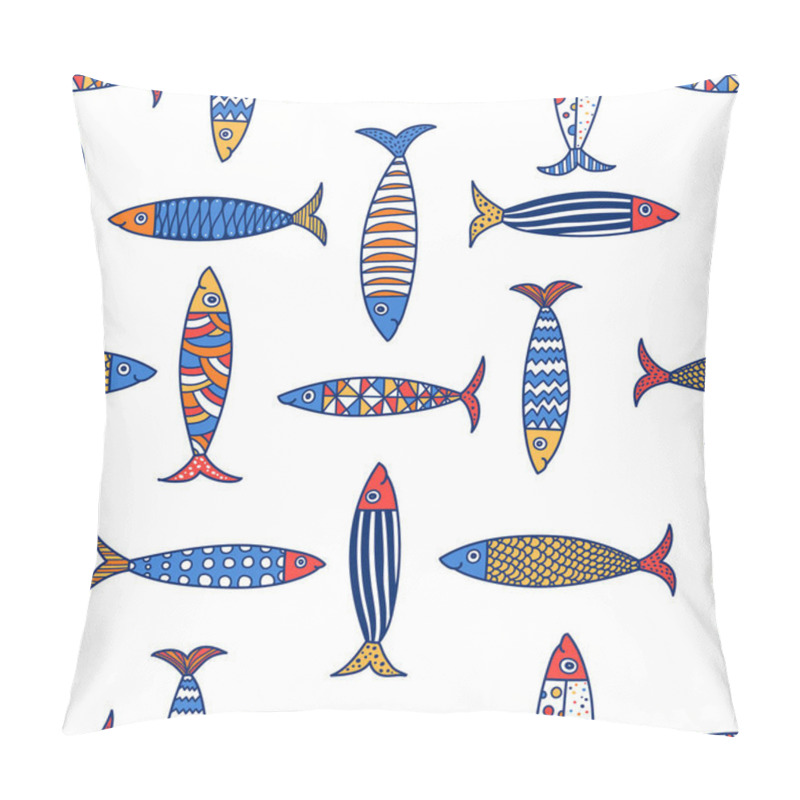 Personality  Cute Fish.  Kids Lbackground. Seamless Pattern. Can Be Used In Textile Industry, Paper, Background, Scrapbooking. Pillow Covers