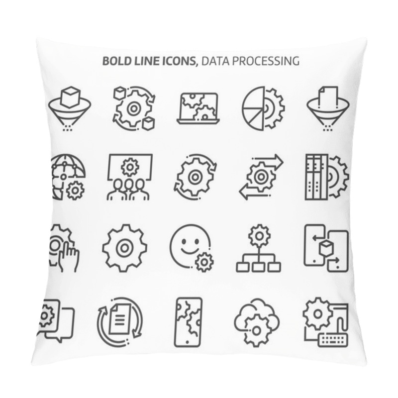 Personality  Data Processing, Bold Line Icons. The Illustrations Are A Vector, Editable Stroke, 48x48 Pixel Perfect Files. Pillow Covers