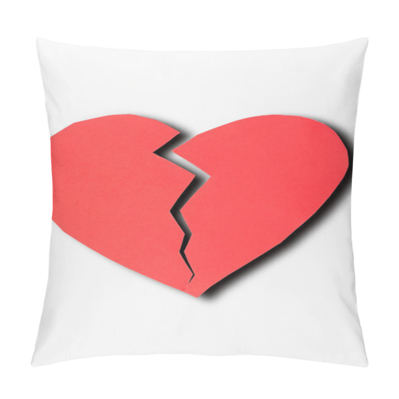 Personality  Close Up Of Paper Broken Heart On White Background Pillow Covers