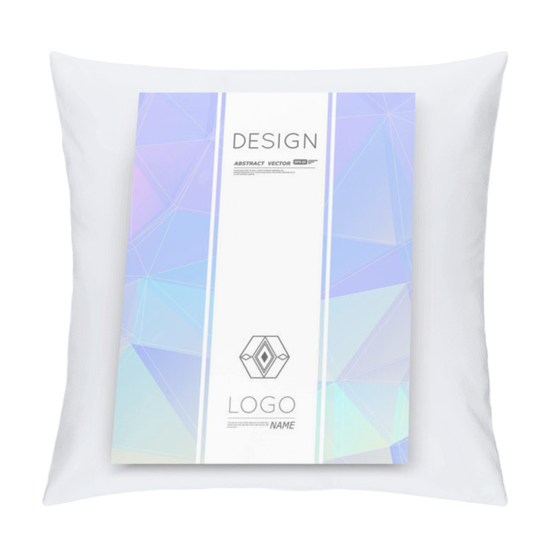 Personality  Abstract Composition, Lilac Polygonal Stripe Font Texture, Square Part Construction, White A4 Brochure Title Sheet, Creative Figure Icon, Commercial Logo Surface, Firm Banner Form, EPS 10 Flier Fiber Pillow Covers