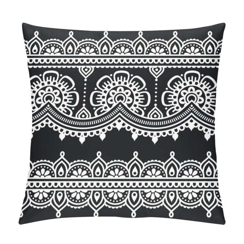 Personality  Mehndi, Indian Henna White Tattoo Seamless Pattern Pillow Covers