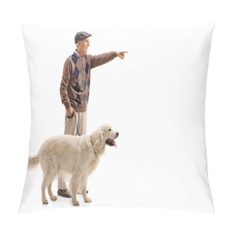 Personality  Man Showing Something In The Distance To His Dog Pillow Covers