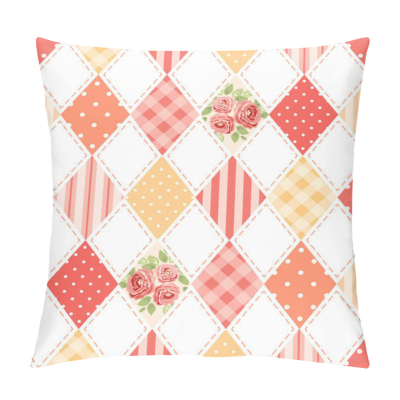 Personality  Pattern In Rhombus Shapes With Flowers Pillow Covers