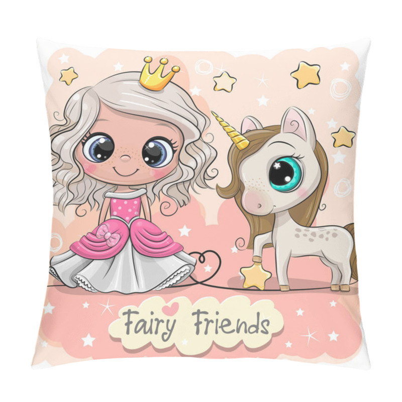 Personality  Cute Cartoon Fairy Tale Princess And Unicorn Pillow Covers