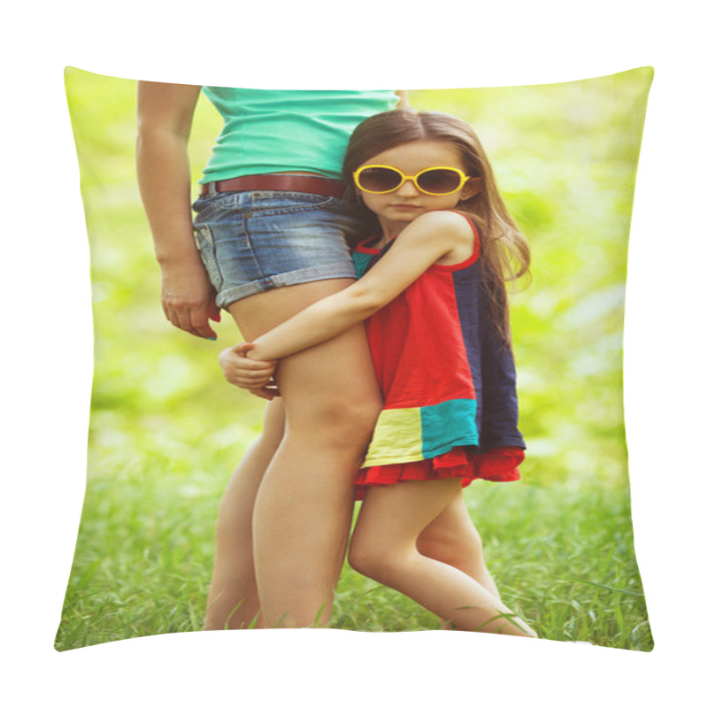 Personality  Happy Weekend Concept. Portrait Of Fashionable Gorgeous Baby Girl Pillow Covers