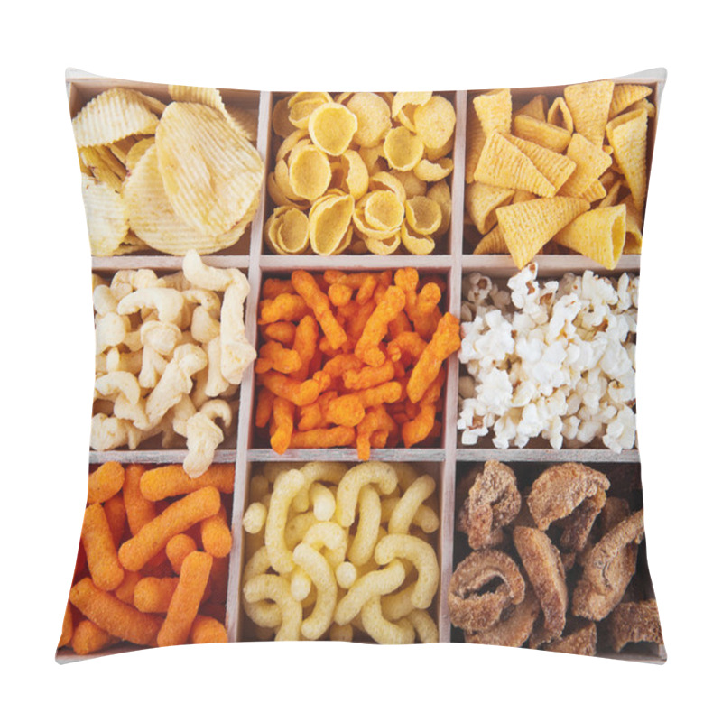 Personality  Variety Of Crunchy Snacks In A Box Pillow Covers