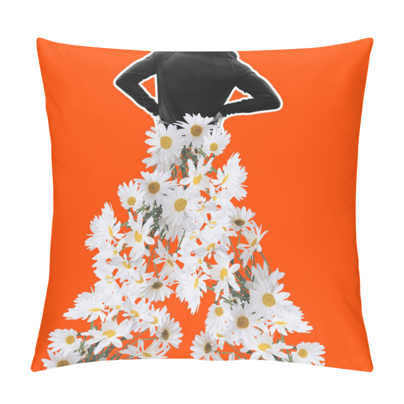 Personality  White Daisies. Contemporary Art Collage. Surrealism, Minimalism In Art. Pillow Covers