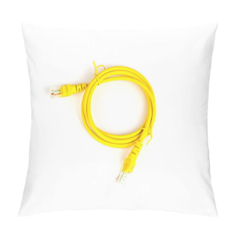 Personality  Yellow Network Cable  On White . Pillow Covers